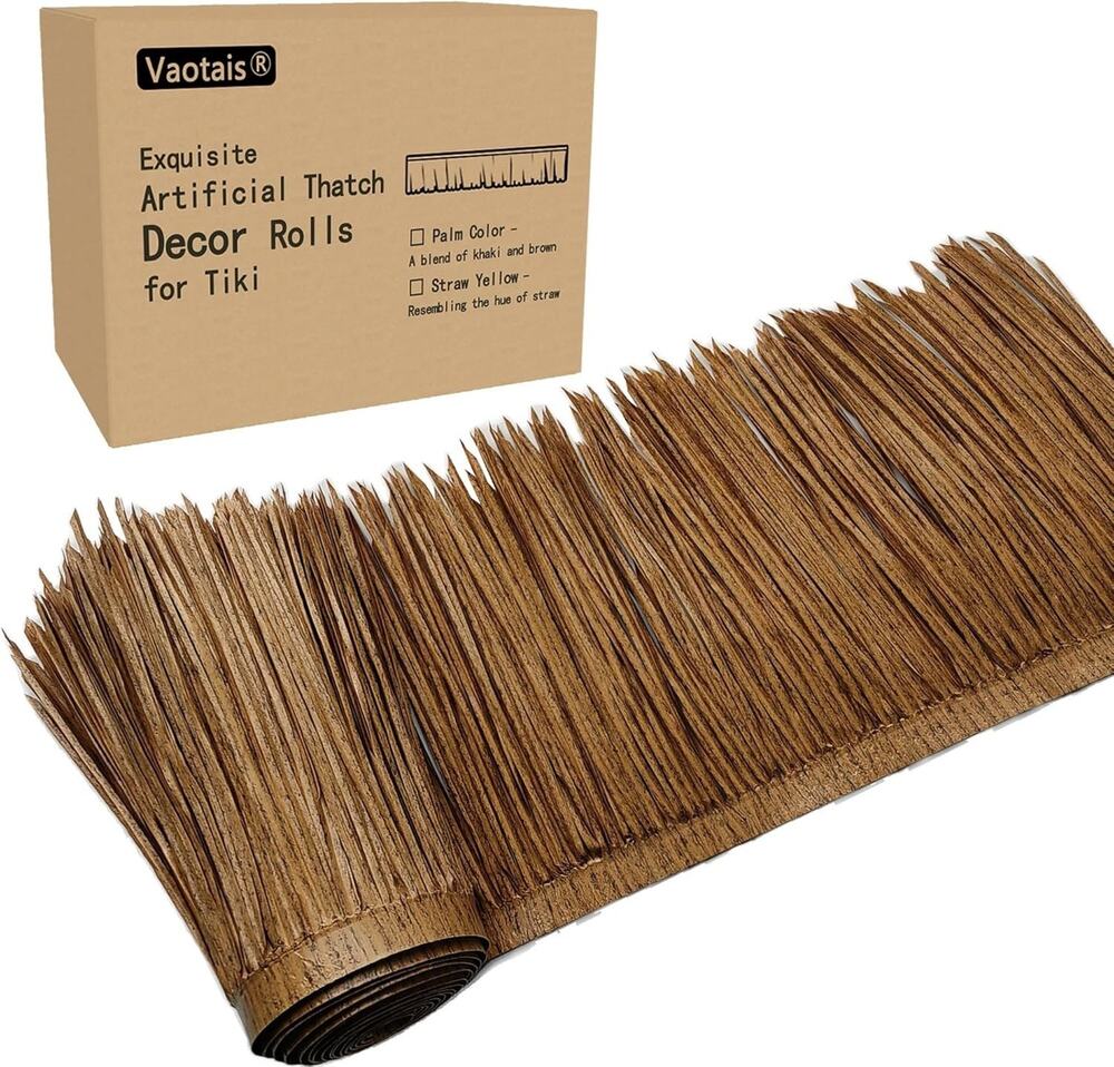 Artificial Palm Thatch Roof Roll 10ft x 16in Mexican Tiki Bar Straw Awning Decor